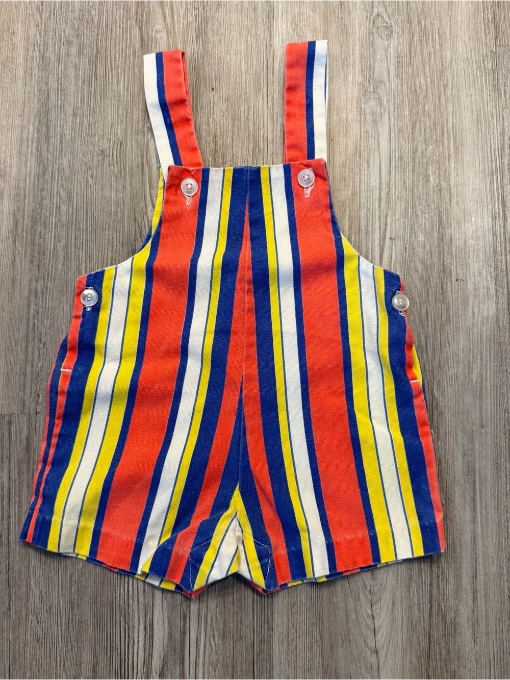 Vintage 70s/80s Health-Tex Stantogs Stripe Shortalls Made in USA 12 Months